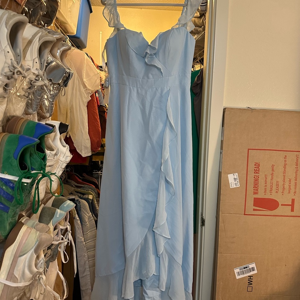 Azazie NWT Elegant Light Blue Ruffle Dress